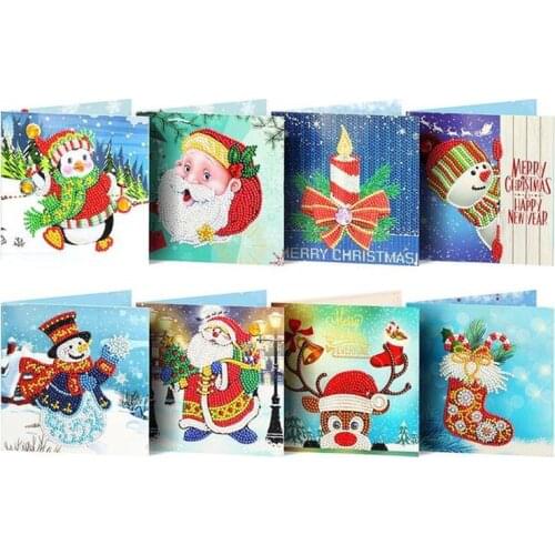 DIY Diamond Painting Greeting Cards Cartoon Christmas Birthday Postcards Santa Claus Diamond Embroidery Festival Gift Crafts