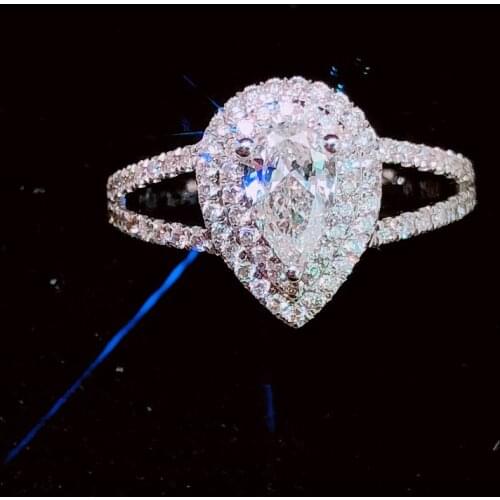 14K White Gold Au585 Women Ring Moissanite Diamonds 1 2 3 4 5 Ct Pear Water Drop Wedding Party Engagement Anniversary Ring