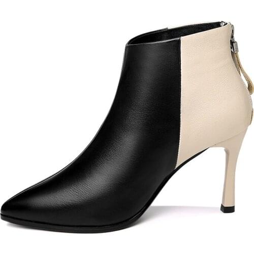 Pointed Toe Stiletto Boots, Back Zipper Color Matching WomenS Boots, Platform WomenS Shoes