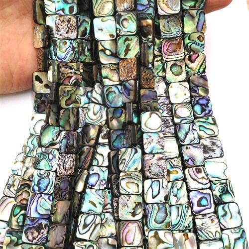 Natural Abalone Shell Loose Beads 12mm Charm Abalone Shell Square Beads For DIY Making Necklace, Bracelet, Earring Accessories