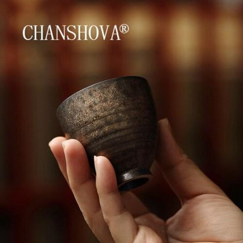CHANSHOVA 50ml Chinese retro Ceramic gold glaze teacup tea bowl Coarse pottery China Handmade cups H577