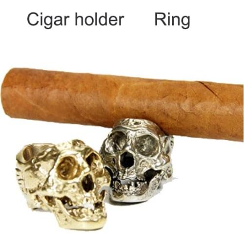 Retro Skull Cigar Holder Bracket Large Caliber Trough Ring Cigar Accessories