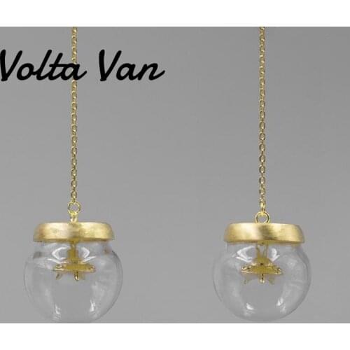 Volta Van Elegant 2021 New 925 Sterling Silver Drop Earrings Pendientes Plata Trendy Glass Ball Cute Fashion Concise Earrings