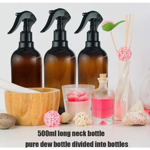 500ml Empty Amber Spray Bottles Plastic Mini Refillable Empty Cosmetic Plastic Bottle 500ml Flask, Hydrosol Bottle, Sub-Packing
