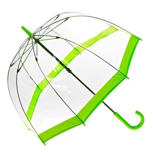 [ Fly Eagle ]BIRDCAGE Transparent Dome Umbrella WEDDING/Rain Parasol w/ Lime Green Border