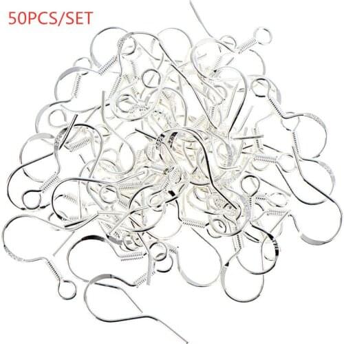 50PCS/lot Earring Findings Components Earrings Clasps Hooks Fittings DIY Jewelry Alloy Hook Earwire Accessories