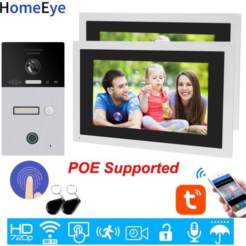 Code Keypad+RFID Card+Fingerprint Home Access Control 10'' WiFi Video Intercom IP Video Door Phone TuyaSmart App Remote Unlock