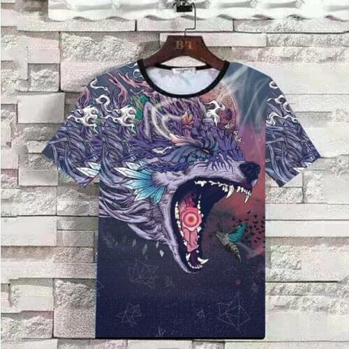 2021 Summer Personality Animal Tiger Domineering Mens 3D Digital Printing T-shirt Short-sleeved Mens Running T-shirt
