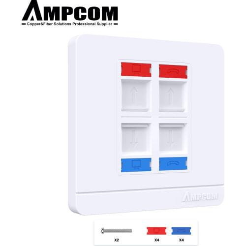 AMPCOM RJ11 RJ45 Faceplate Wall Socket Wallplate Face plate 1-Port 2-Port 4-Port Networking Telephone Socket Outlet Mount Panel