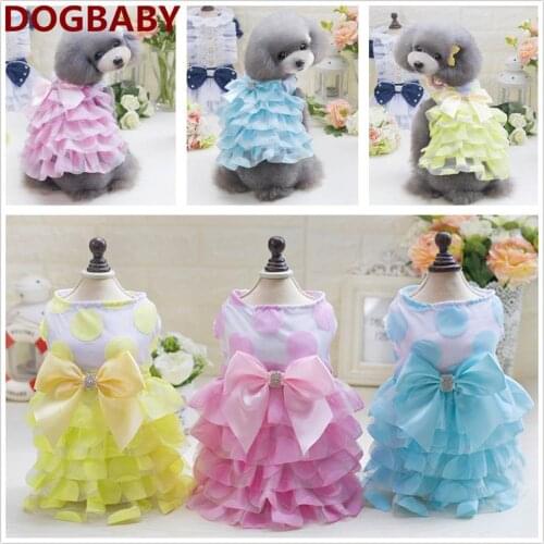 Fashion 2017 HOT Pet Dog Cat Summer Clothes Dresses Dot Cute Lace For Small Dog Dresses Poodle Chihuahua Teddy Shirt Princess
