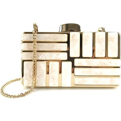 Fashion new trend acrylic stitching geometric figure personality dinner hand dress dress bag wild shoulder slung handbag