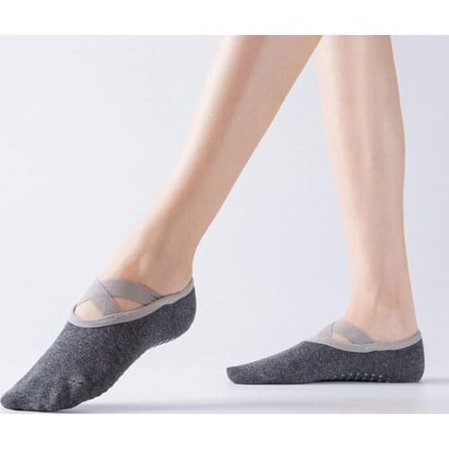 Cross Ballet Dance Yoga Socks Non-Slip Breathable Edging Halter Floor Stockings Sports Boat Socks Wholesale