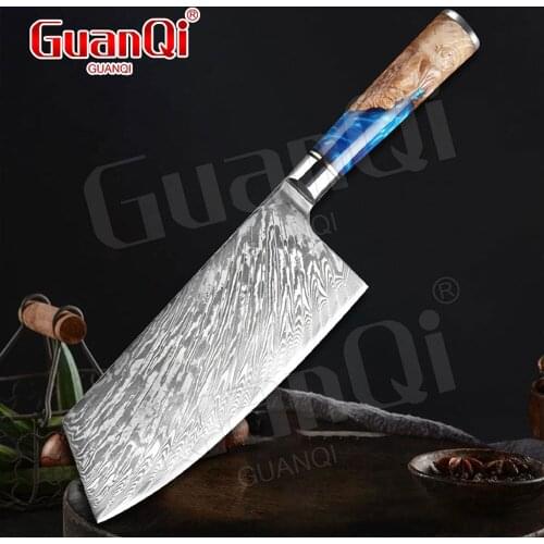 Laser Damascus Pattern Cleaver knife Razor Sharp Slicing Knife Meat Chopping Knife Chef knife Cleaver Slicing Utility Knife