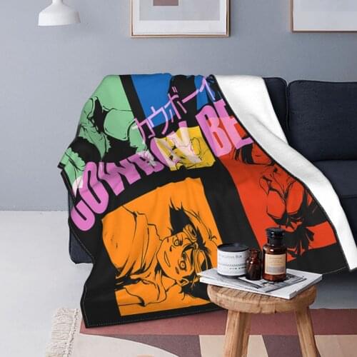 Cowboy Bebop Plaid Blankets Fleece Autumn/Winter Bebop Spike Spiegel Multi-function Soft Throw Blankets for Bed Office Rug Piece
