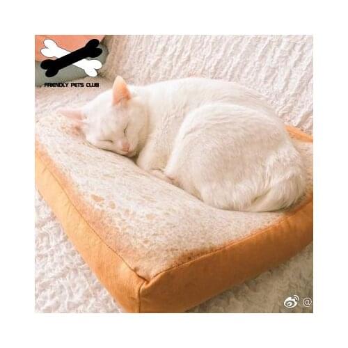 Pet Toast Cushion Cat Pad Creative Bread Pet Mat Slices Removable Cat Bed detachable Cushion Soft Fleece Sofa