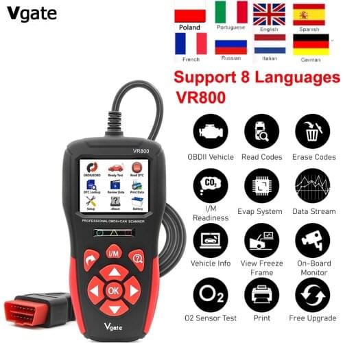 Professional OB2 Scanner Diagnostic Tool Vgate VR800 Automotive OBDII Code Reader Car OBD2 Diagnostic Auto Scanner Tool PK KW850