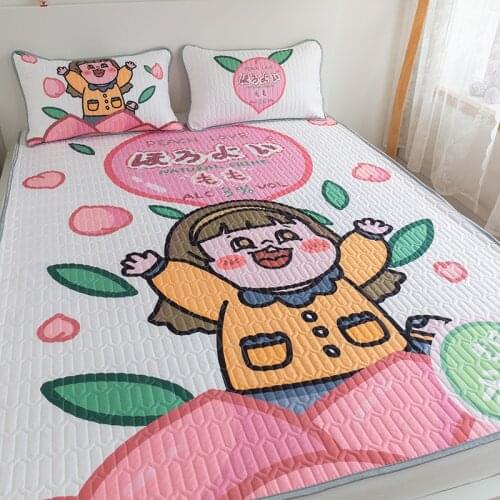 Latex Printing Foldable Cooling Summer Sleeping Mat Ice Silk with Pillow Shams Queen Mattress Protector Sheet Summer Cool Pad