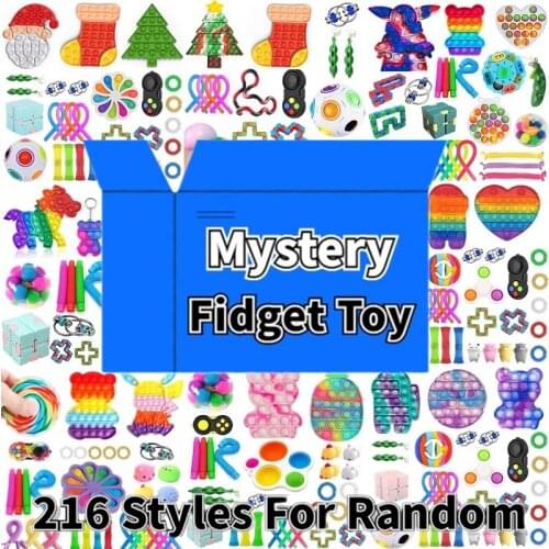 Random 20pcs Mystery Gifts Fidget Toys Pack Surprise Box 216 Different Fidget Toy Set Antistress Simple Dimple Stress Relief