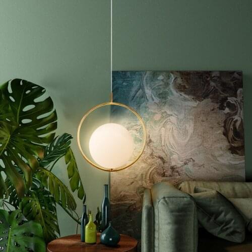 Modern Gold Single Ring Pendant Light For Lobby Dining Room Arts Decoration Lighting Antique Simple Pendant Lamps