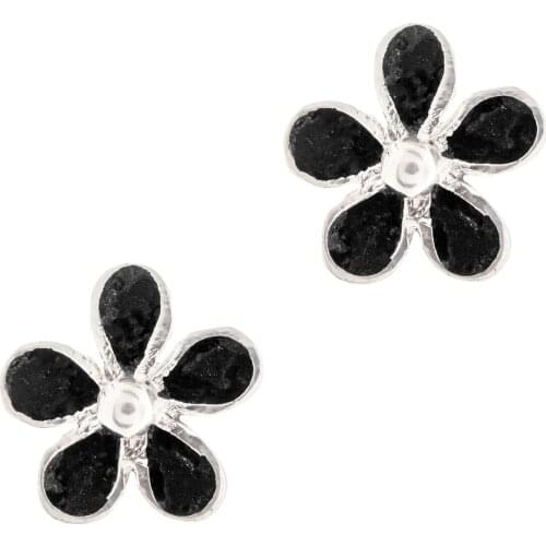 DARK DIAMOND-genuine volcanic Lava and 925 sterling silver earring. Handmade in Spain