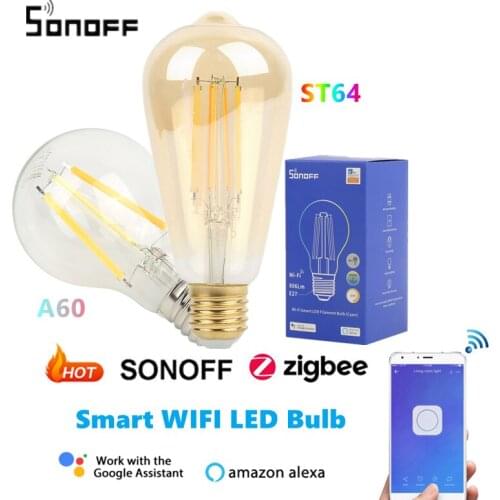 SONOFF 7W E27 Smart Home Wi-Fi LED Filament Bulb Light For eWelink APP 220-240V Automation Voice Control With Alexa Google Home
