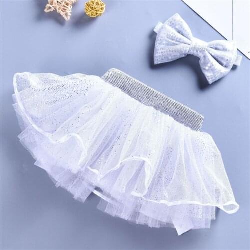 0-2Y Newborn Baby Girls TUTU Skirts Child Ball Gown Layers Princess Outfits Bow Headband Tulle Skirt Kids Girls Clothes set A358