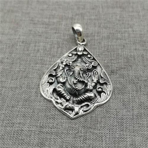 925 Sterling Silver Ganesha Shiva Elephant Pendant for Necklace
