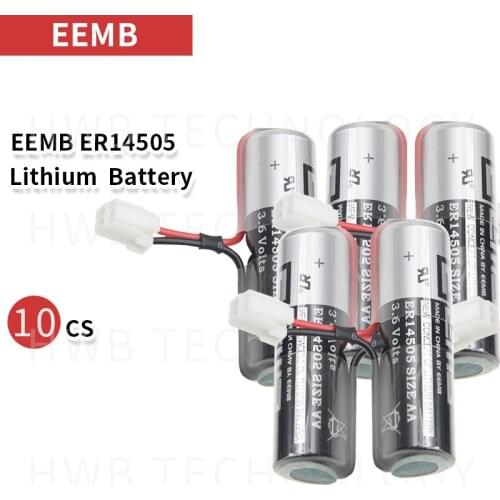 10pcs/lot Brand New EEMB ER14505 AA 3.6V 2400mAh Lithium Battery Batteries with Plug Free Shipping