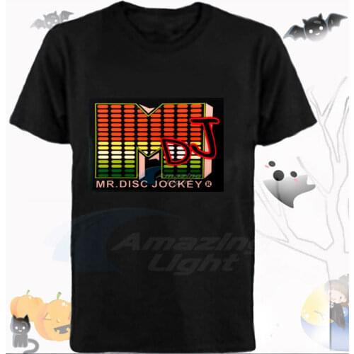 100% cotton flashing el panel shirt music activated light up el panel t-shirt