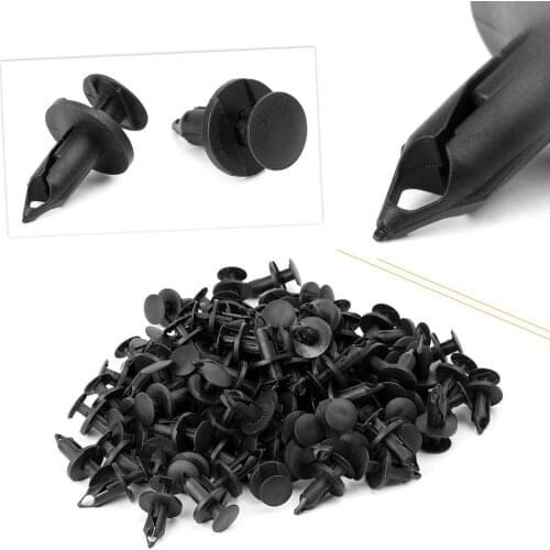 100pcs 8mm Hole Plastic Rivets Fastener Push Clips For Car Auto Fender Black