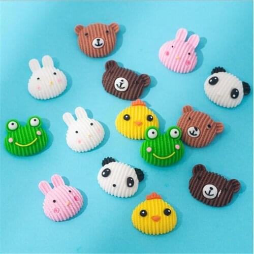 20pcs/lot cute animal bear resin beads connectors for diy hair clip phone case patch decor jewelry making accessories material