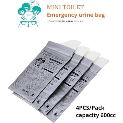 New 4pcs 600ml Emergency Portable Car Urine Bag Vomit Bags Mini Mobile Toilets Handy Unisex Disposable Urinal Toilet Bag