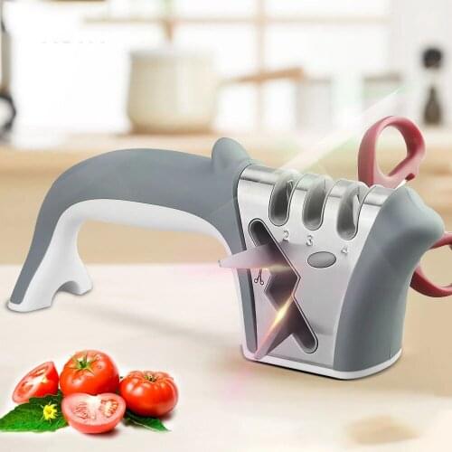 4 In 1 Knife Sharpener Whetstone Diamond Coated Fine Rod Knife Shears Dolphin Handle Sharpening Stone