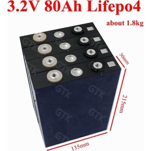 40pcs 3.2v 80Ah lifepo4 high capacity battery GTK lifepo4 3.2v battery cells for battery pack diy solar power backup