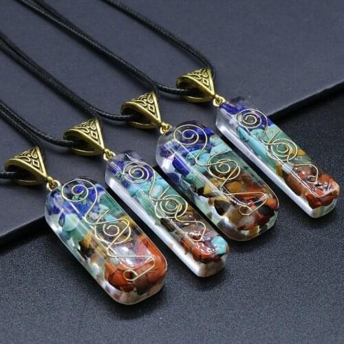 7 Chakras Crystal Stones Orgone Pendant Generator Energy Accumulator Orgonite Hex Chakra Pendant Necklace Unisex
