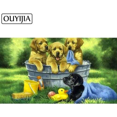 OUYIJIA Dog Animal 5D Diamond Painting Full Square Wall Decoration Embroidery Rhinestonel Cross Stitch Diamond Art Handmade