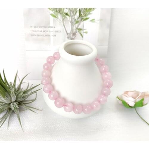 High Quality Natural Pink Crystal Buddha Bracelets Natural Stone Round Beads Elasticity Rope Men Women Bracelet Rose Quartz DIY