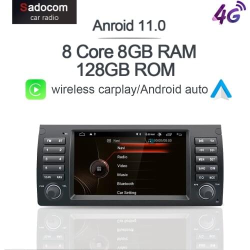 Carplay 8" Android 10.0 4GB + 128GB 4G LTE Car DVD Player GPS WIFI Bluetooth TPMS autoradio For BMW M5 E39 X5 E53 1995-2007