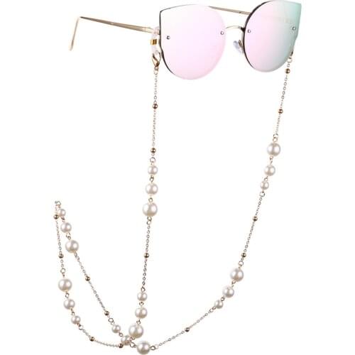 Chic Fashion Reading Glasses Chain for Women Metal Sunglasses Cords Casual Pearl Beaded Eyeglass chain for glasses women