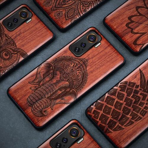 Carveit For VIVO iQOO 3 5 Pro Wood Cases Thin 3D Carved Real Wooden Soft-Edge Covers Retro Patterns Shell Accessories Phone Hull