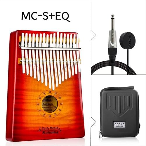 GECKO Kalimba 17 Key CURLY MAPLE thumb piano, built-in EVA high-performance protection , electric box pickup model MC-SEQ
