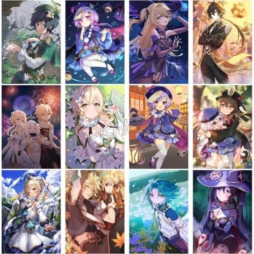 Genshin Impact Anime Diamond Painting Game Character Diy Cross Stitch Mosaic Picture Decoration Painting Room 5D Wall Sticker