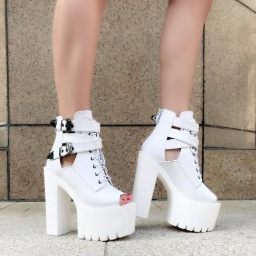 Korean version of the super high classic fish mouth booties thick with the stage high heel boots fashion womens sandals