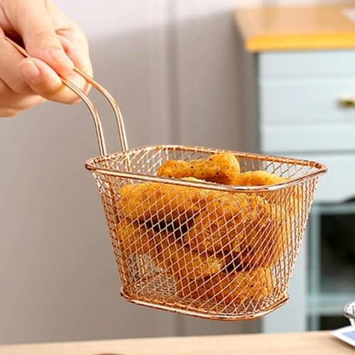 French Fries Basket Mini Basket Filter Stainless Steel Strainer Drain Rack Kitchen Cooking Filter Tool