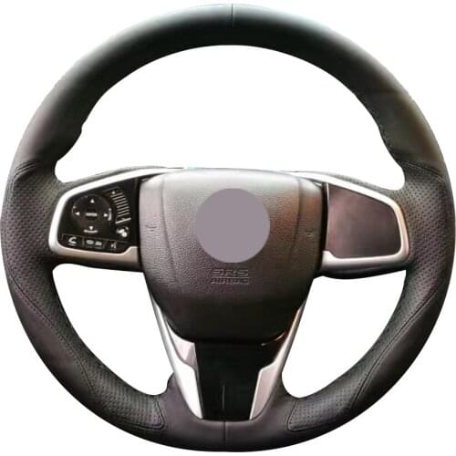 Black Leather Car Steering Wheel Cover for Honda Civic Civic 10 2016 2017 CRV CR-V 2017