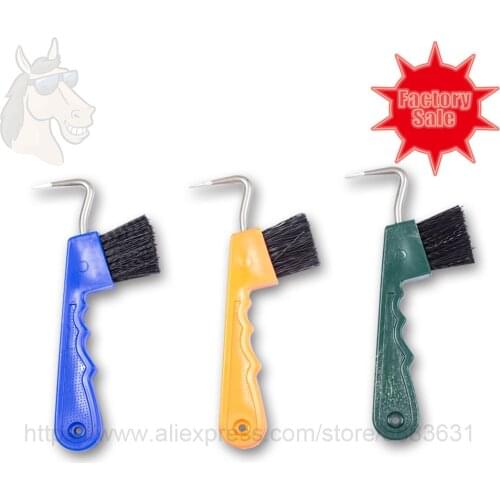 7 1002 Hoof Pick with Brush 18.5x8cm Plastic Handle Big Metal Hook Horse Grooming Kits Horse Hoof Care Economic Brush Cleaning