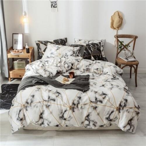 100% Cotton Nordic Plaid Duvet Cover Set White Black Bedding Set Geometric Leopard Print Single Double Queen King Quilt Cover