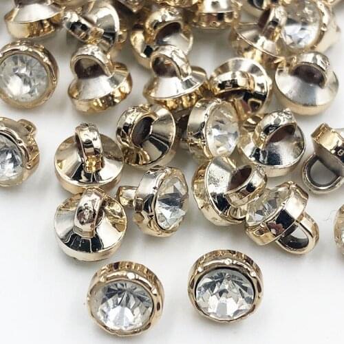 8mm New Plating Buttons With Rhinestones Shank DIY Apparel Sewing Accessories Shirt Buttons