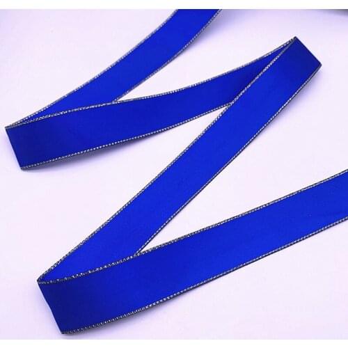New 10mm-38mm Double Face Satin Ribbon Hight Quality Gold Edge Polyester Ribbon DIY Wedding Christmas Decoration Packing #18