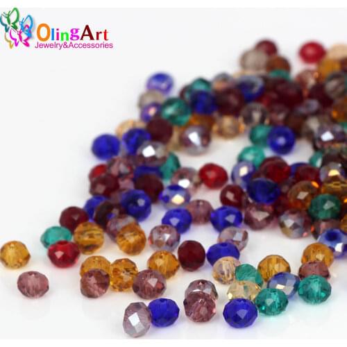 OlingArt AAA 3mm 444pcs glass Crystal beads Mixed multicolor faceted flat round DIY bead women Bracelet necklace jewelry making